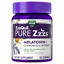 ZzzQuil Pure Zzzs Melatonin Gummies, Sleep Aid, Melatonin 2 mg, Chamomile & Lavender, Melatonin Sleep Gummies, Sleep Aids for Yetişkinler, Wildberry Vanilla Flavored, 48 Sleep Gummies