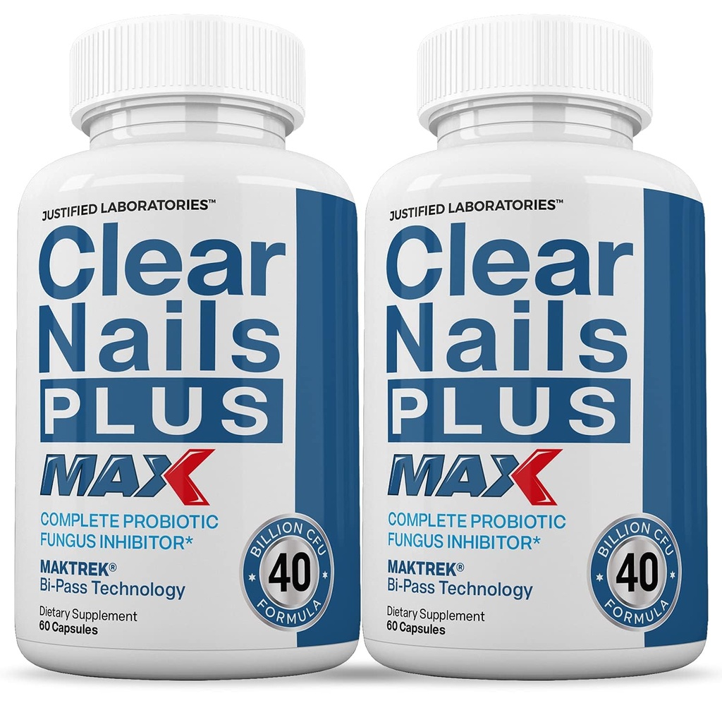 Justified Laboratories (2 Pack) Clear Nails Plus Max Pills 40 Milyar CFU Probiyotik Destekler Güçlü Sağlıklı Saç Deri Nails 120 Capsules