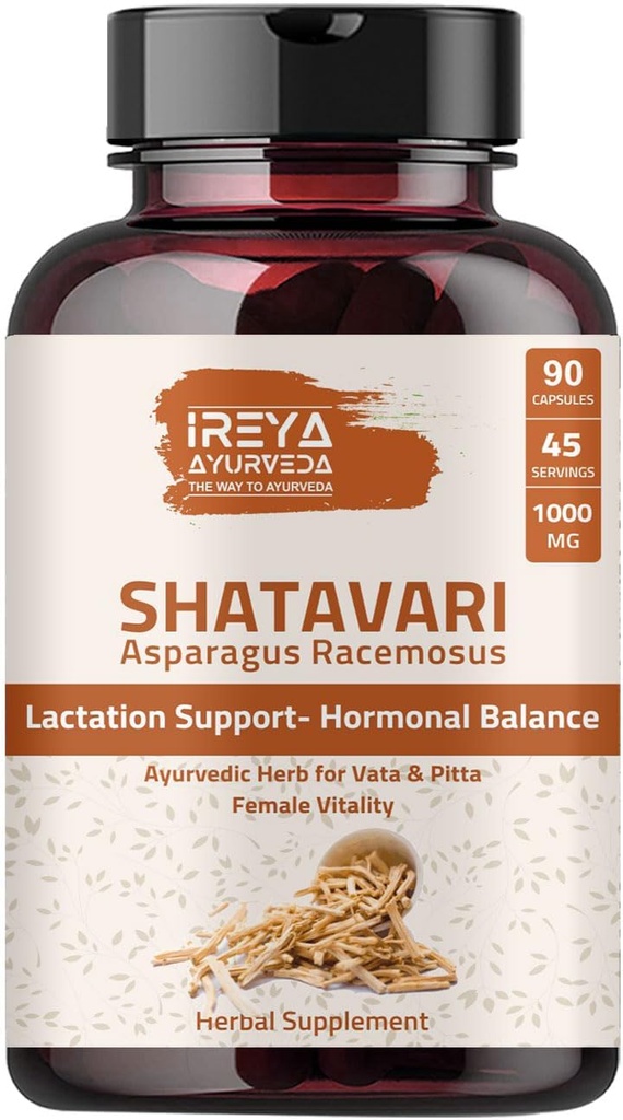Shatavari Capsules (90 Capsules) 1000 mg | Kadınlar için Lactation Supplement | Organik Shatavari Herbal Supplement Shatavari