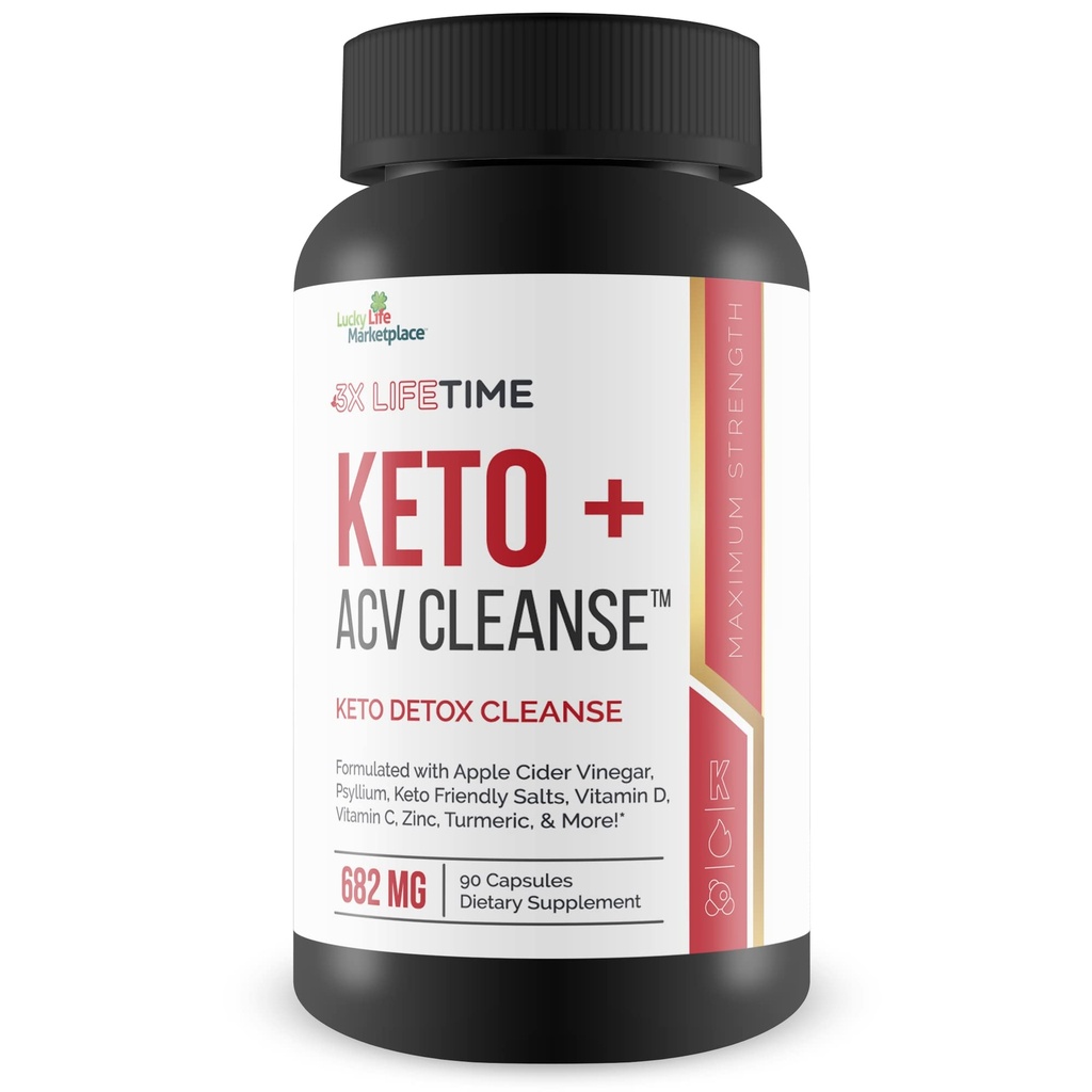 3X Lifetime Keto + ACV Cleanse - Keto Detox Cleanse για τον πλήρη καθαρισμό του σώματος - 90 ημέρες προσφοράς - Βοήθεια για τη μείωση της κοιλιάς Bloat w/Psyllium Digestive Υποστήριξη - Προώθηση της ενέργειας & εστίαση - Keto Detox Cleanser