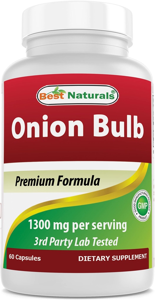 Best Naturals Κρεμμύδι Αποξηραμένος βολβός 1300mg ανά Σερβίρισμα - 60 κάψουλες - Επίσης ονομάζεται (Allium Cepa)
