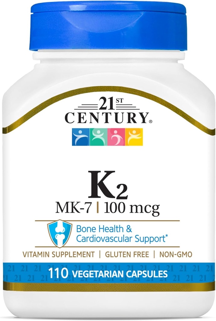 21. Yüzyıl Sağlık Vitamini K2 (MK-7) 100 mg Vegetarian Capsules, 110 Kont