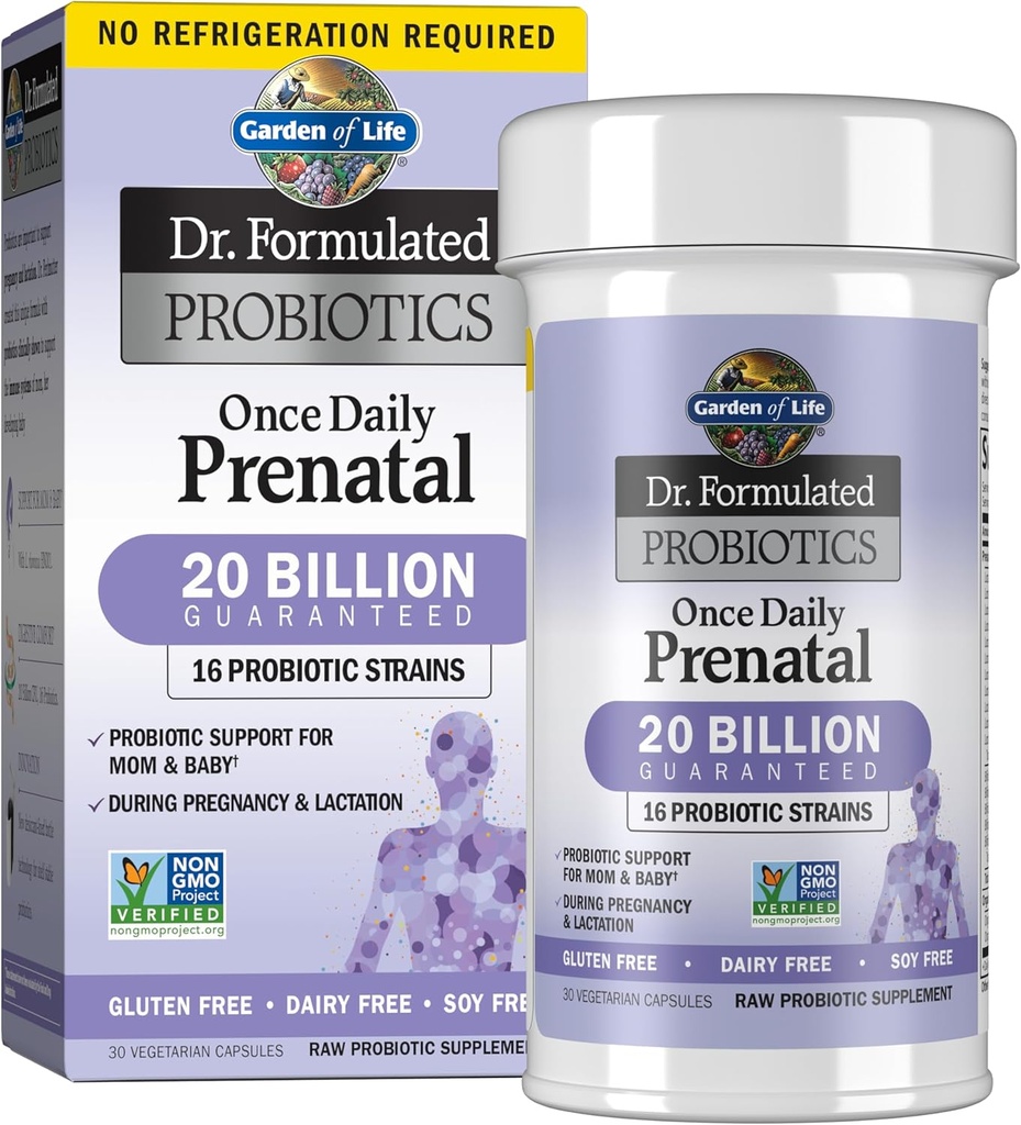 Life Dr. Formulated Probiyotiks Once Daily Prenatal - Asitofili ve Bifidobacteria Probiyotik Destek Anne ve Bebek - Raf Stable - Gluten, Süt ve Soy-Free - 30 Vegetarian Capsules