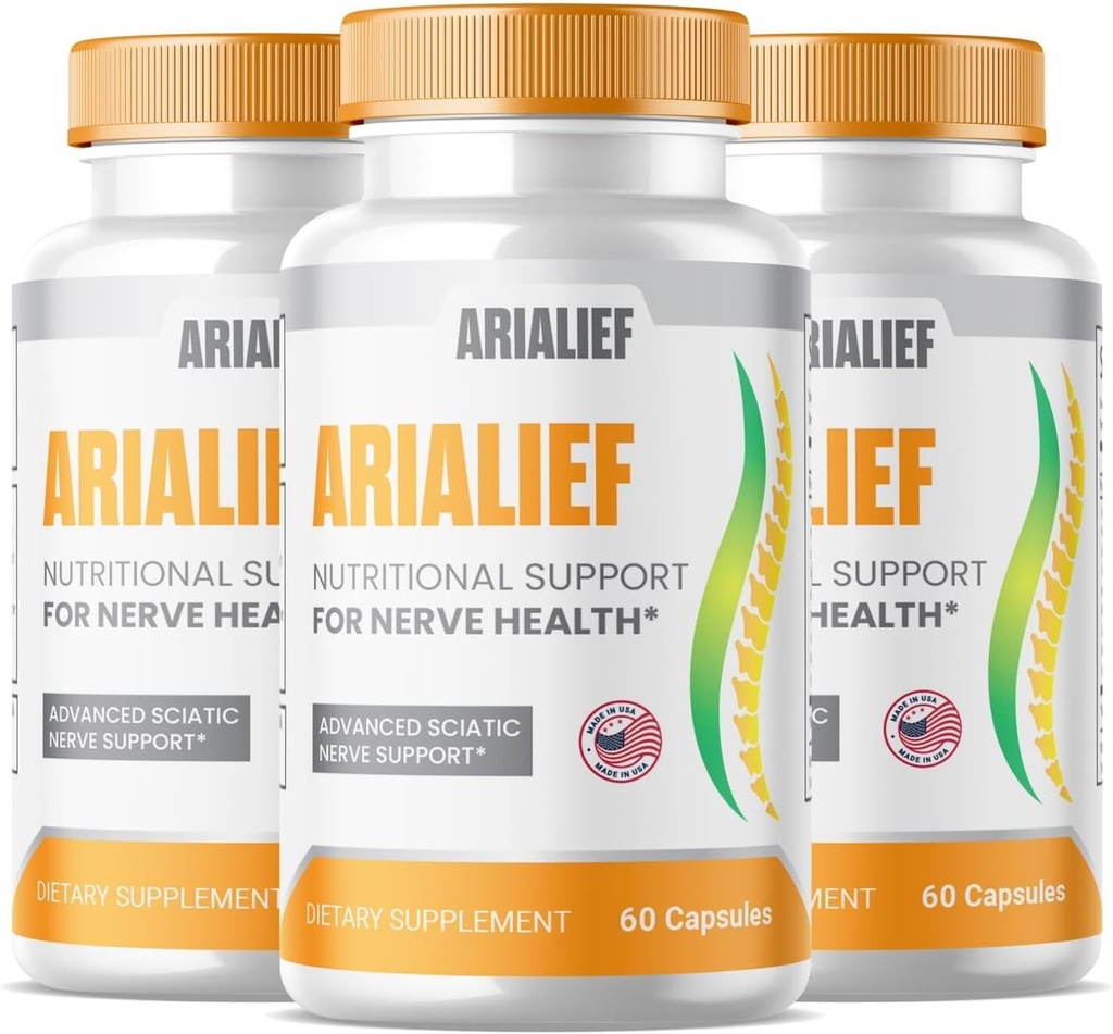 (3 Pack) Arialief Sciatica Κάψουλες Υποστήριξης, Arialief Advanced Formula Sciatica Συμπλήρωμα ανακούφισης, Nerve συμπλήρωμα ανακούφισης, Extra Strength Sciatic Nerve Soothing Formula Κάψουλες (180 Κάψουλες)