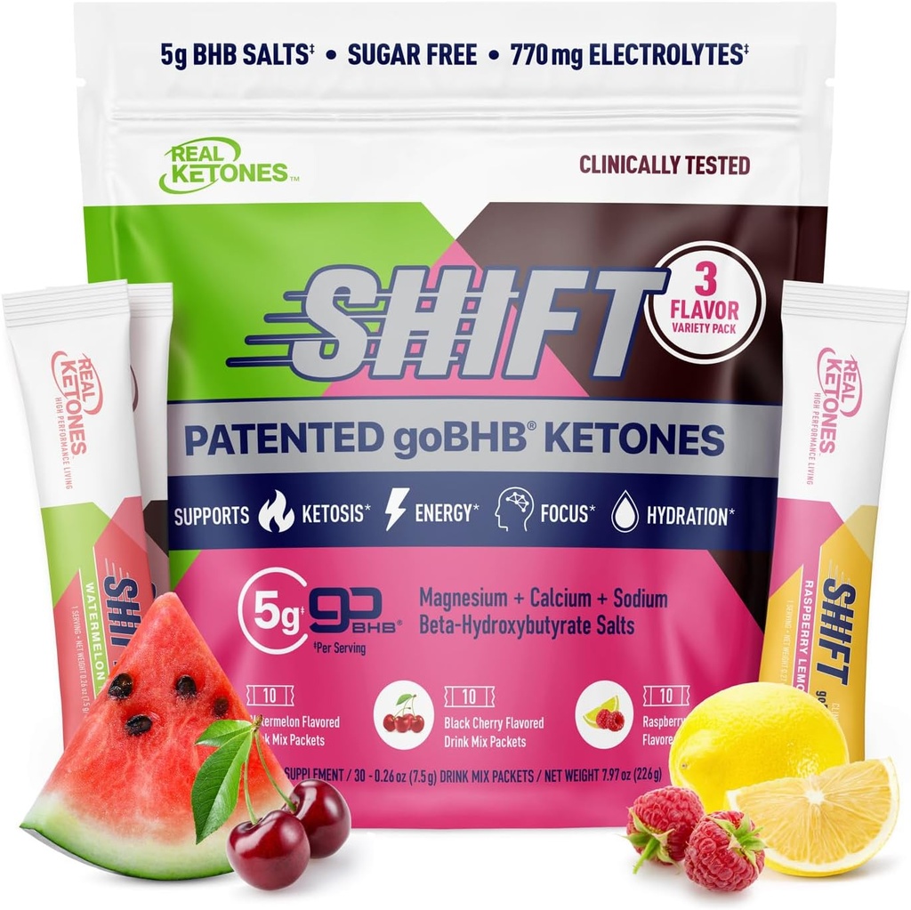 Real Ketones BHB Exojen Ketones Mix Packets Keto Electrolytes Toz Packets No Sugar with 4 Main Fasting Electrolytes Plus Hydrating Patented DWB - 30 Kont Çeşitli Paket