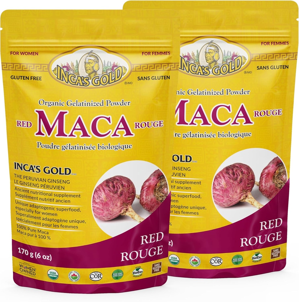 Inca's Gold Organic Red Maca Gelatinized Toz 12 oz (340g) Combo Pack (Pack of 2)