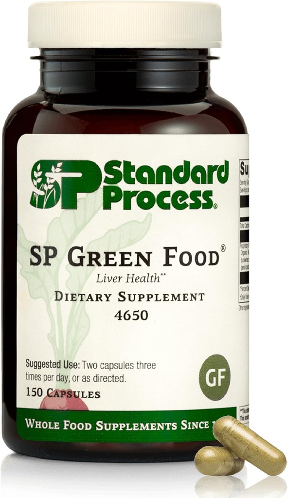 Standart Süreç SP Yeşil Gıda - Tüm Gıda Metabolism, Cholesterol, Toxin ve Alfalfa ile Liver Desteği, Buckwair, Barley, Brüksel Sprouts ve Kale - Vegetarian, Gluten Free - 150 Capsules