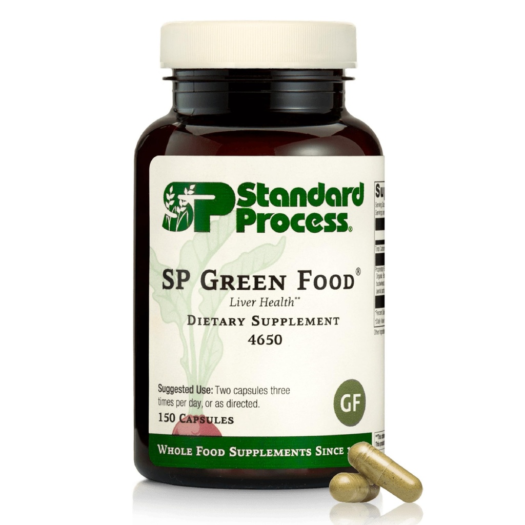 Standart Süreç SP Yeşil Gıda - Tüm Gıda Metabolism, Cholesterol, Toxin ve Alfalfa ile Liver Desteği, Buckwair, Barley, Brüksel Sprouts ve Kale - Vegetarian, Gluten Free - 150 Capsules