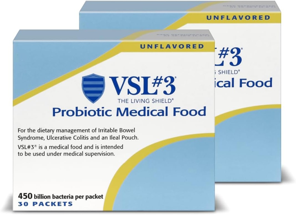 VSL #3® Probiotic Powder for Digestive Health, IBS & UC Συμπτώματα - 450B CFUs, High-Potency, Multi-Strain, Live, Ψύξη Probiotic, Ιατρική τροφή για την υποστήριξη της υγείας των ούρων σε άνδρες & γυναίκες, 60 Pack