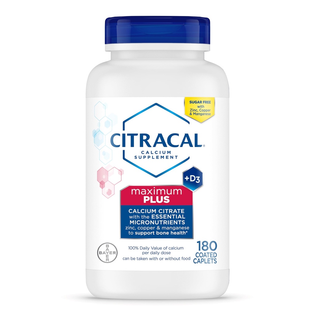 Citracal Maximum Plusuba Supplement - Steel Citrate with Vitamin D3, çinko, & Essential Minerals for Bone Health Support, Ages 12+, 180 Count (Package May Vary)