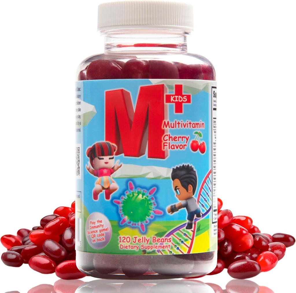 Kids Daily Multivitamin Jellybeans –– Natural Cherry Flavor – Non-GMO – Gluten Free – Vegan Friendly