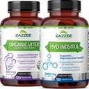 Zazzee Myo-Inositol Capsules ve USDA Organik Vitex Capsules, Vegan, Non-GMO ve All-Doal