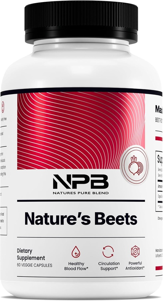 Nature's Pure Blend Organic Beet Root Toz Capsules – Beet Root Capsules & Beets Supplements for Circulation – L Arginine – Nitrik Oksit Supplements – 1500MG