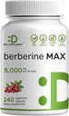 DEAL SUPPLEMENT Berberine Max Supplement with Turmeric, 5.000mg Per Servis, 240 Veggie Capsules -% 97 Pure Berberine HCl – 20:1 Turmeric Root Extract - Vegetarian Friendly, Non-GMOMO