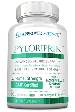 Onaylanmış Bilim Pyloriprin - Sağlıklı Bir Stomach için Gelişmiş Digestive Destek - çinko L-Carnosine, Probiyotik, Broccoli Sprout, Deglycyrrhized Licorice - 60 Capsules - One Moon Supply - Vegan