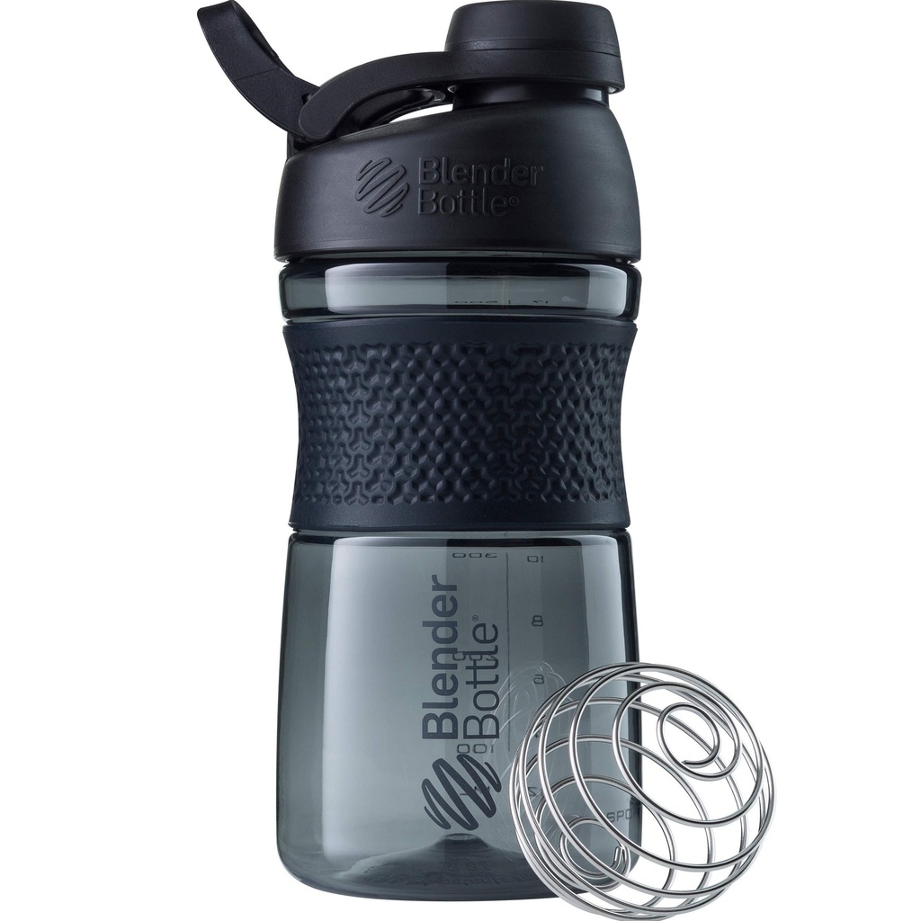BlenderBottle SportMixer Shaker Şişe Protein Shakes ve Pre Workout, 20Ounce, Black