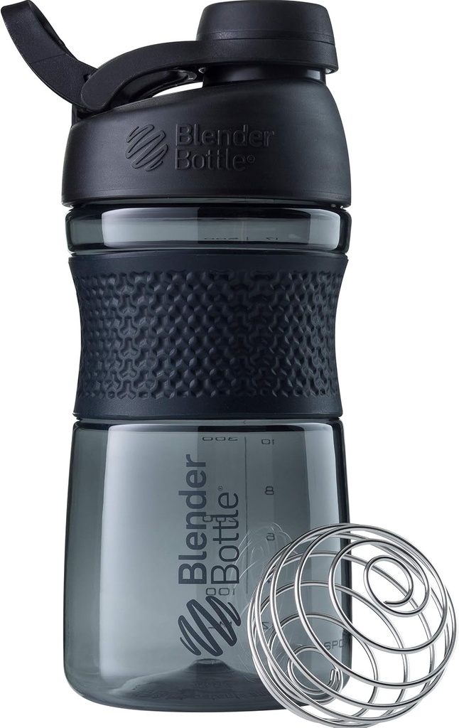 BlenderBottle SportMixer Shaker Şişe Protein Shakes ve Pre Workout, 20Ounce, Black