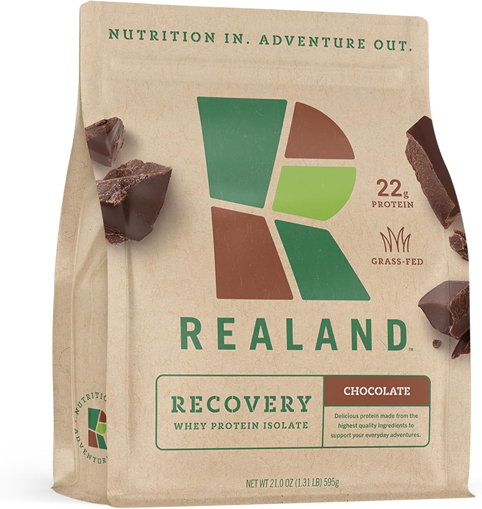 Whey Protein Isolate - Grass-Fed Protein Powder for Recovery - 22g of Protein - 17 Servings (One Size, Chocolate)
