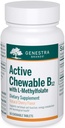 Genstra Brands Active Chewable B12 ile L-Methylfolate | Chewable Vitamin B12 ve Folate Supplement | 60 Chewable Tabletler | Natural Cherry Flavor
