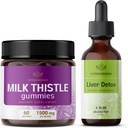 HERBAMAMA Süt Butle ve Liver Support Kompleks Kit - Süt Butle Gummies & Liver Detox Sıvı Kompleks 4 fl oz - Vegan, Non-GMO, Alkol-Free - 2 Pack