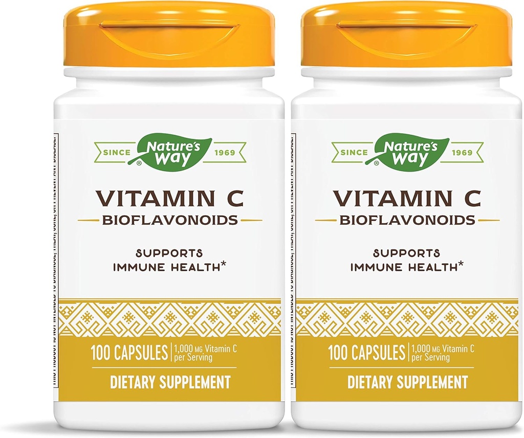 Nature's Way Vitamin C 500 mg with Bioflavonoids, 100 Capsules, Pack of 2