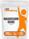 BulkSupplements.com Σκόνη οξειδίου του μαγνησίου - Συμπλήρωμα οξειδίου του μαγνησίου, Συμπλήρωμα Ορυκτού - Βαθμός τροφίμων & Χωρίς γλουτένη, 835mg ανά Σερβίρισμα, 1kg (2,2 lbs) (πακέτο των 1)