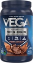 Vega Protein + Creatine - 30g Πρωτεΐνη με βάση το φυτό, σοκολάτα, 13 μερίδες, 3g Createine, 5g BCAAs, Vegan, Keto, Χωρίς γλουτένη, χωρίς γαλακτοκομικά, χαμηλή υδατάνθρακες, για μυϊκή ανάπτυξη & επισκευή, μείγμα ποτών, 23,4oz