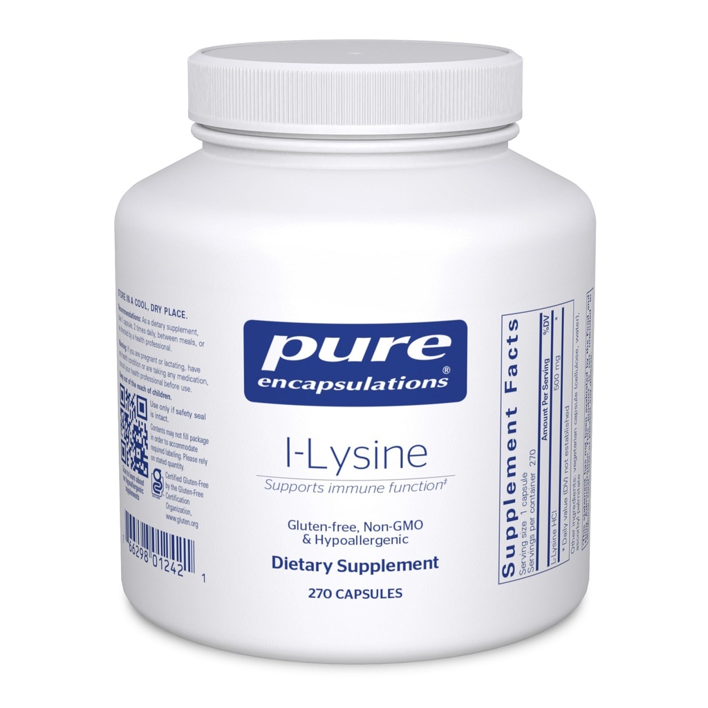 Pure Encapsulations L-Lysine - Temel olarak Amino Asit Supplement for Immune Support & Gum, Lip Health* - L-Lysine HCl ile - 270 Capsules