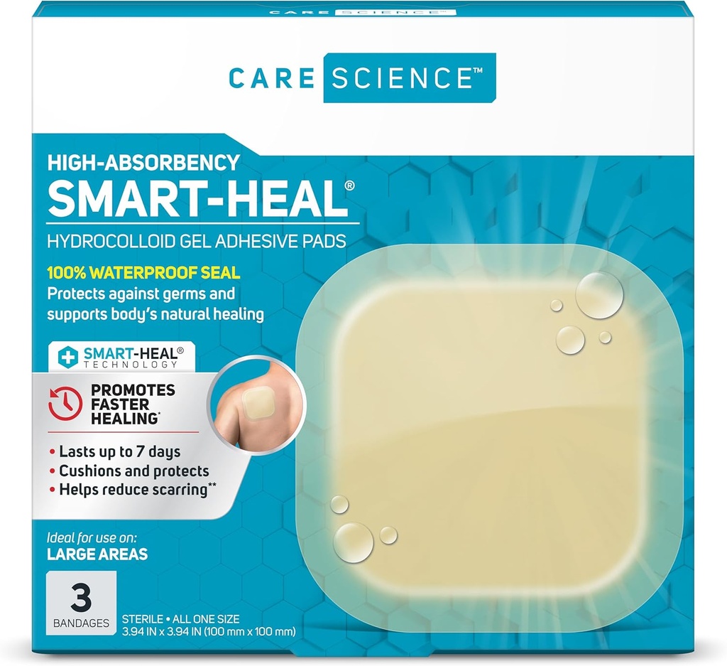 Bilim Akıllı Heal Hidrokolloid Bandajlar, Ekstra Büyük |% 100 Suktur (4, 3CT)