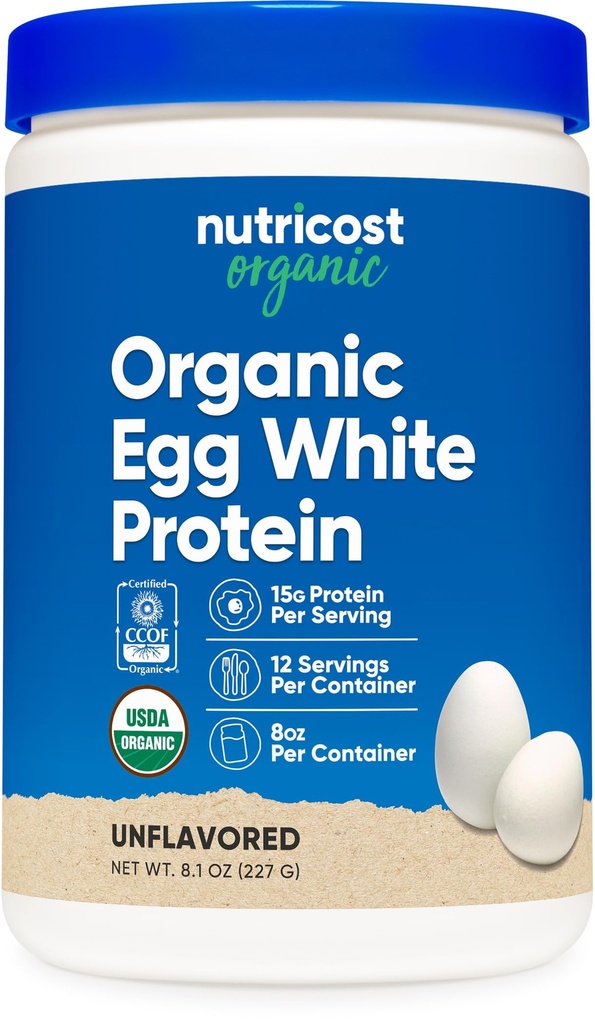 Nutricost Organic Egg White Protein Toz 8oz (Unflavored) - 15 Grams proteini, GMO-Free, Gluten Free