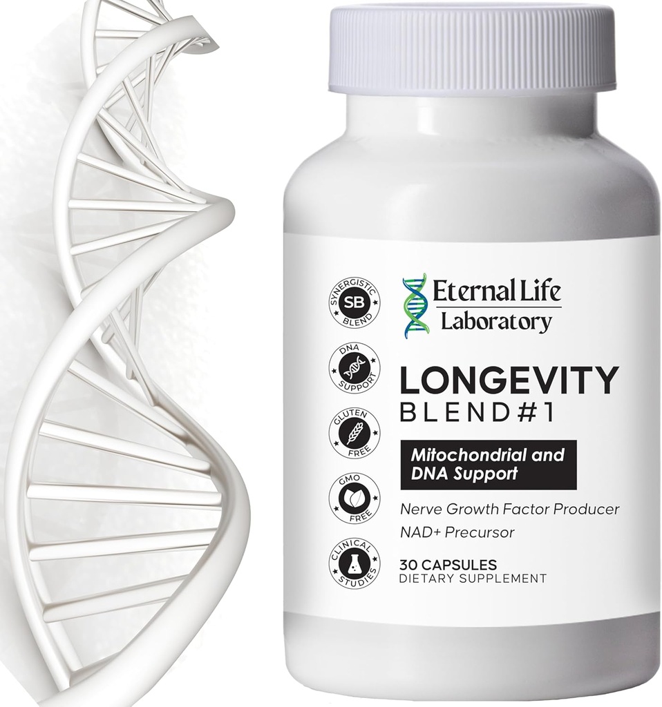 NAD+ Συμπλήρωμα με CoQ10 200mg, PQQ, Nicotinamide Riboside, Shilajit για την καταπολέμηση της γήρανσης του δέρματος και της κυτταρικής ζωτικότητας Longevity Blend #1 Made with Himalayan Shilajit and NAD - 30 κάψουλες Veggie