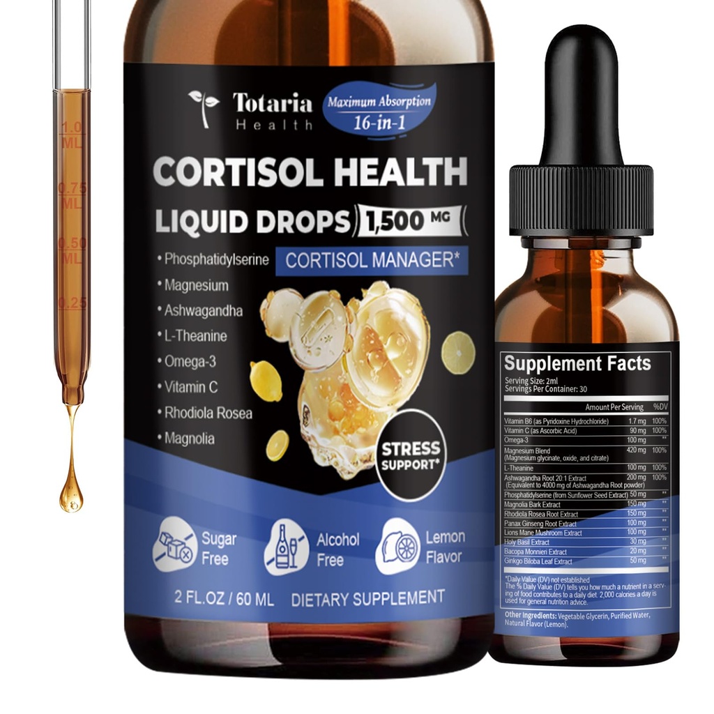 Totaria diyaloğu Supplement Liquid Drops Hormon Dengesi Kadınlar için Magnezyum Kompleksi,Ashwagandha,Rhodiola Rosea,L Theanine,Phosphatidylserine Supplements Mood, Focus, Sleep Support 2 FL.OZ