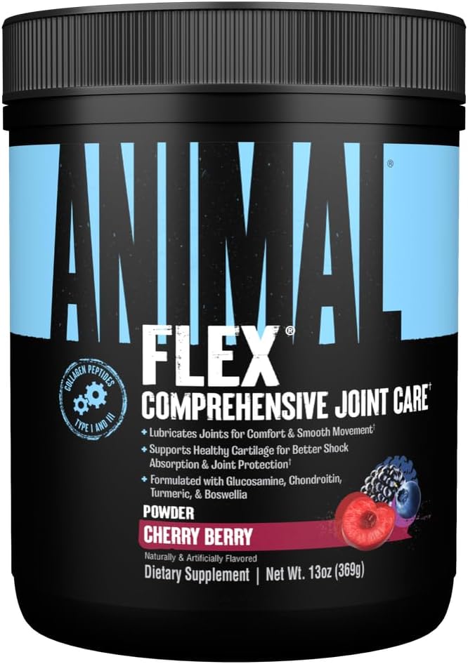 Animal Flex Toz - Ağrı Yardımı için Ortak Destek Supplement, Turmeric, Glucosamine, Chondroitin, MSM, Collagen ve Boswellia, Great Tasting Cherry Flavor, 30 Scoops