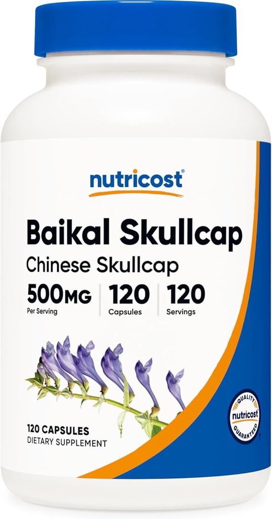 Nutricost Baikal Skullcap 500mg, 120 κάψουλες χορτοφάγων - Μη ΓΤΟ, Χωρίς γλουτένη