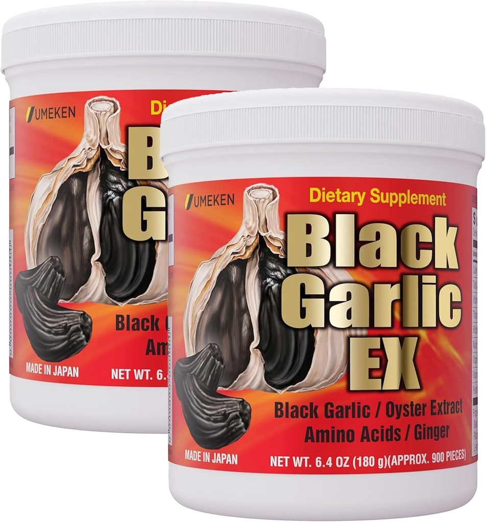 Umeken Black Garlic EX, Fermented Concentrate with Vitamin B, Allicin, Amino Acid, Fermented Black Garlic Supplement, Oyster Extract, Ginger, 4-6 Month Supply, 6.4 Ounce 180g Bottle, Pack of 2