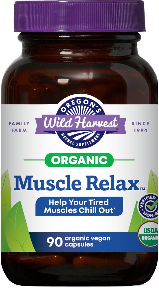 Oregon's Wild Shervest Muscle Relax Organic Herbal Supplement Vegan Capses with Valerian, Hops and Skullcap - 90 Count