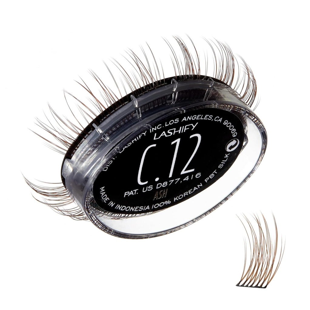Lashify Curl 12mm Gossamer επεκτάσεις βλεφαρίδων ξαναγεμίζουν, χρώμα στάχτης, DIY ψευδείς βλεφαρίδες για μια φυσική εμφάνιση