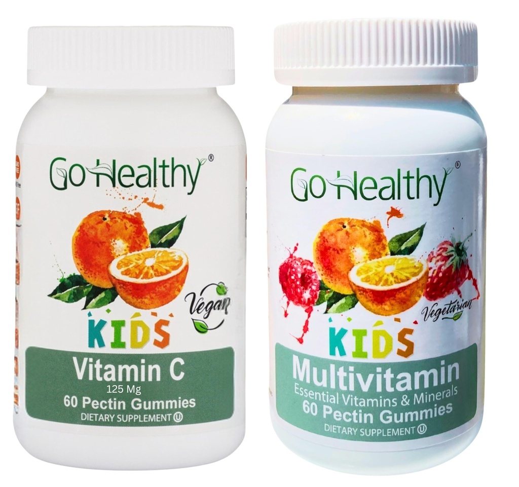 Sağlıklı Multivitamin Gummies (1 Şişe) ve C Gummies ( Şişe) Çocuklar için, Toddler, Vegetarian, Kosher & Halal, Gluten Free, Non-GMO Sche
