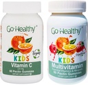 Go Healthy Multivitamin Gummies (1 μπουκάλι) και βιταμίνη C Gummies (1 μπουκάλι) για τα παιδιά, Toddlers, χορτοφάγους, Kosher & Hanal, χωρίς γλουτένη, χωρίς γλουτένη