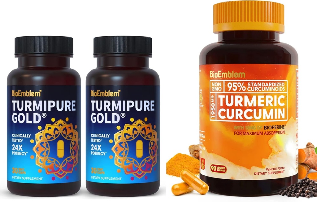 BioEmblem Turmeric Curcumin with Klinik olarak Studied TurmiPure Turmeric Curcumin Supplement with BioPerine