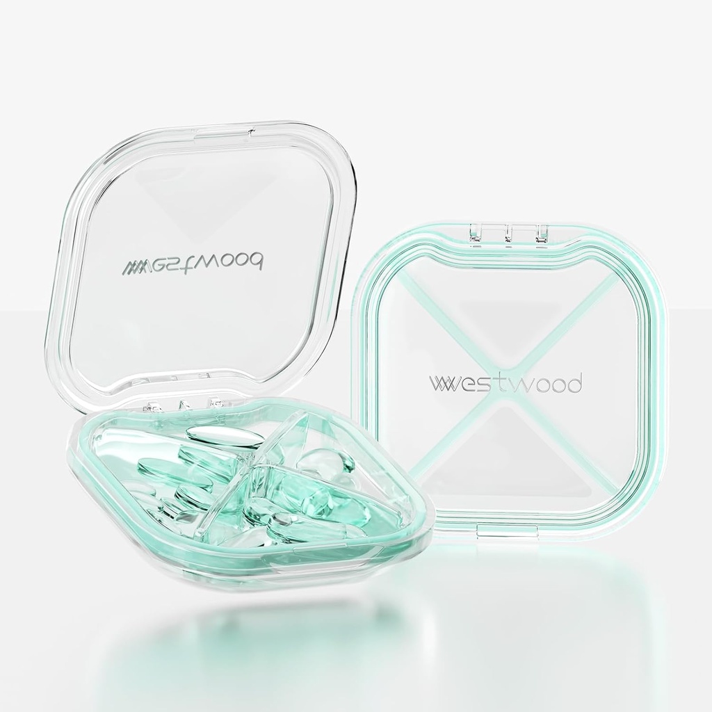 Küçük Pill Box, Purse Pocket için sevimli Pill Vakası, Travel Pill Organizer, Daily Pill Konteyner Pill Holder for Drug, Vitamins, Fish Oil, Supplements (Green)