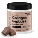 Perfect Keto Collagen Peptides Protein Peptides σε σκόνη με MCT Oil, Hydrolyzed Collagen, Type I & III Supplement, Gluten Free, Grass Fed, Low Carb, Keto Coffee Creamer, Collagen για γυναίκες & άνδρες, Σοκολάτα