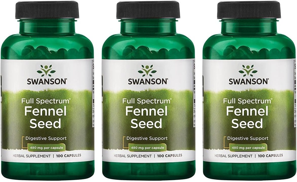 Swanson Fennel 480 Milligramlar 100 Capsules (3 Pack)