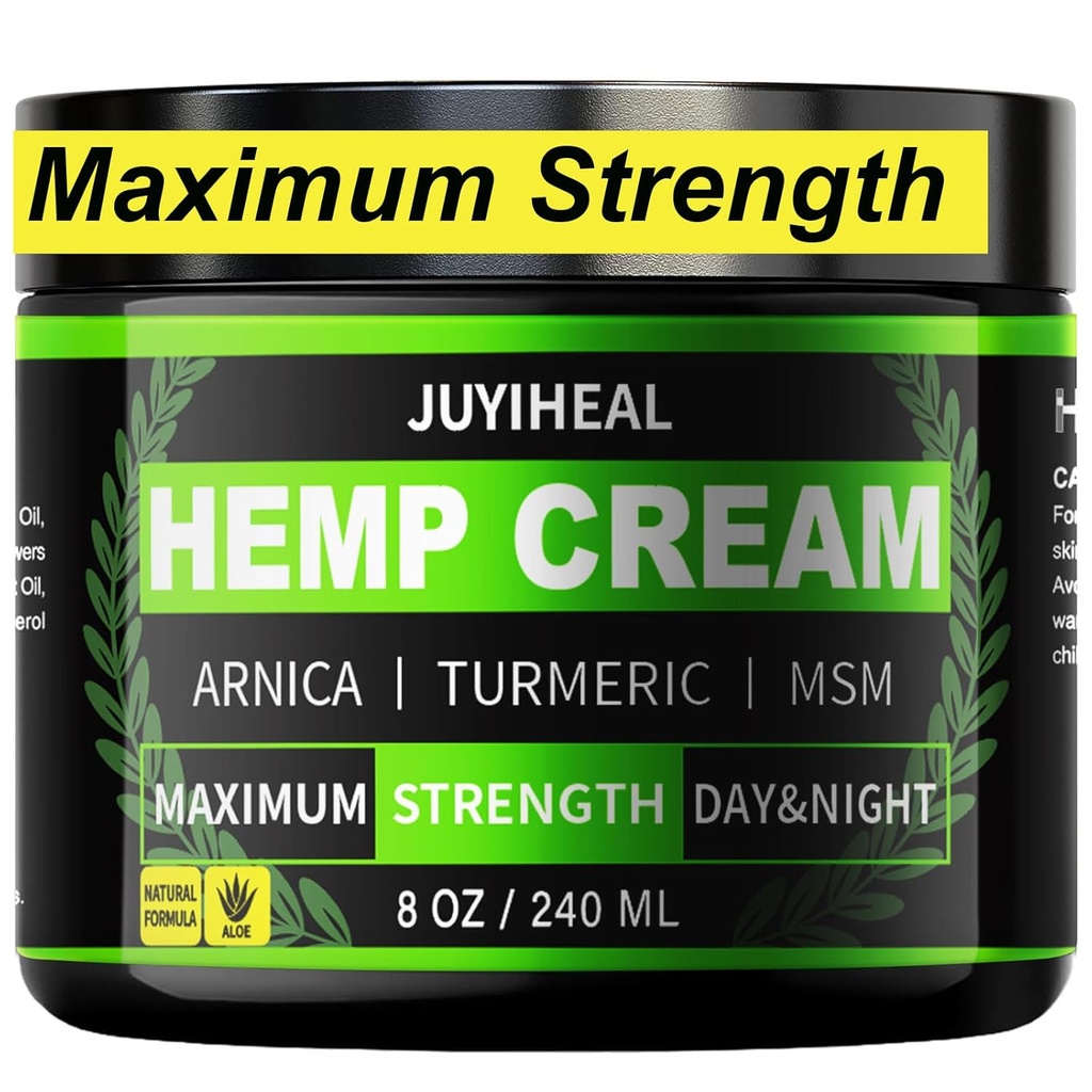 8 fl oz Natural Instant Hemp Cream - maksimum Güç - Arnica, MSM, Turmeric, Menthol, Aloe-Doz Natural Hemp Oil Extract Gel