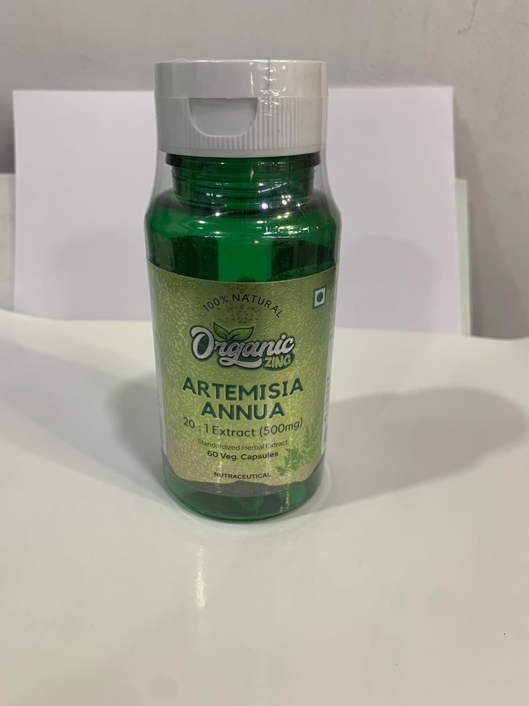 ORGANIC ZING Artemisinin Κάψουλες που εξάγονται από την Artemisia Annua (Γλυκό Wormwood) - Vegan & Gluten Free - 60 Κάψουλες 500mg