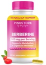 Pink Stork Berberine 500mg - Συμπλήρωμα GLP-1 της φύσης - Καθημερινή AMPK Μεταβολικός ενεργοποιητής - 500- 1000 mg Μεταβολισμός + Υγεία των ορνίθων για τις γυναίκες 