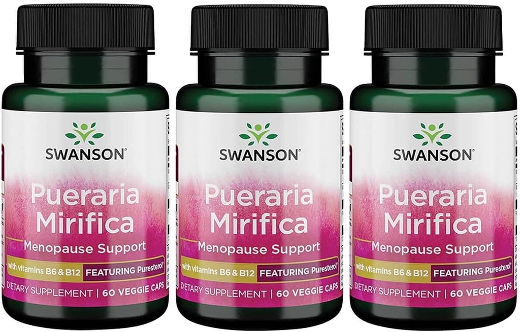 Swanson Pueraria Mirifica ile B6 '&' B12 - Puresterol 60 Veg Caps 3 Pack
