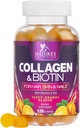 2500mcg Biotin ile Collagen Gummies, C & çinko - Hydrolyzed Collagen Peptide Type 1 & 3 Supplement - Advanced Hair, Skin & Nail Growth Support for Women & Men, Gluten Free, Non-GMO - 120