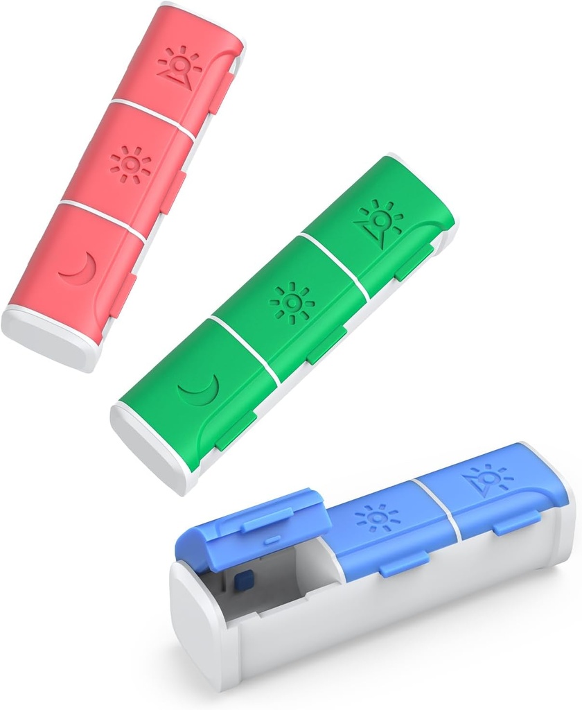 Pill Organizer 3 Times a Day, (3 Pack) Küçük Pill Box, Daily Pill Organizer, Moisture Kanıt Seyahat Pill Case for Pockets, Fish Oils, Supplements