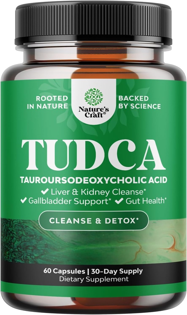 Gelişmiş Bile Salt TUDCA Supplement - Ekstra Kuvvetli TUDCA 500mg, Gallbladder Kidney ve Liver Desteği için Bile Salts'a 500 mg - Yüksek Saf Tauro Ursodeoxycholic Acid Liver ve Gallbladder Cleanse